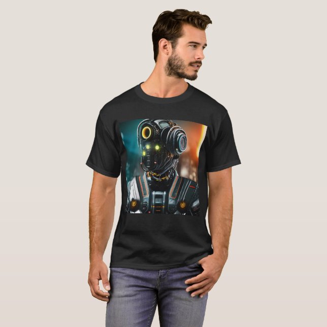 Robot 3 men Schwarzer T - Shirt (Vorne ganz)