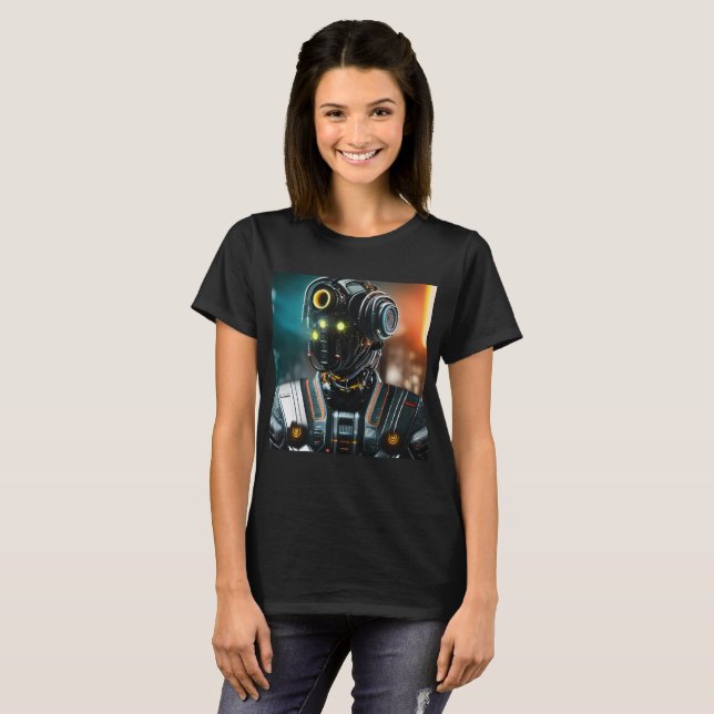 Robot 3 Women Black T - Shirt (Vorne ganz)