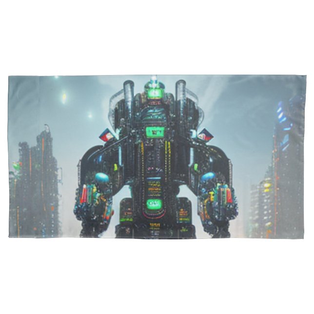 Robot 4 graue Kissenschale Kissenbezug (Vorderseite)