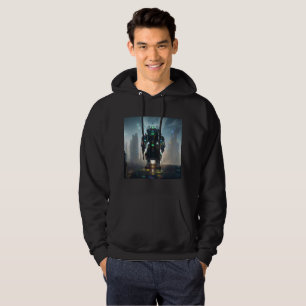 Robot 4 Herren schwarzer Kapuzenpullover Hoodie