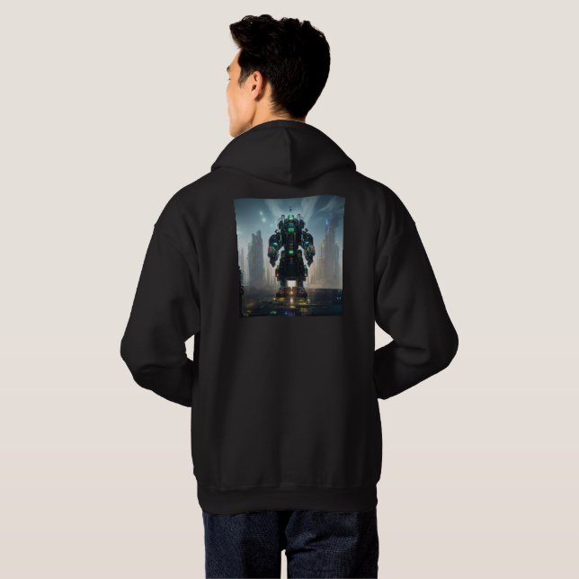 Robot 4 men Schwarz gekleidetes Sweatshirt zurück (Schwarz voll)