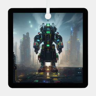 Robot-4-Quadratzer Ornament Aus Metall