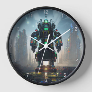 Robot 4 schwarze Wanduhr mit Zahlen