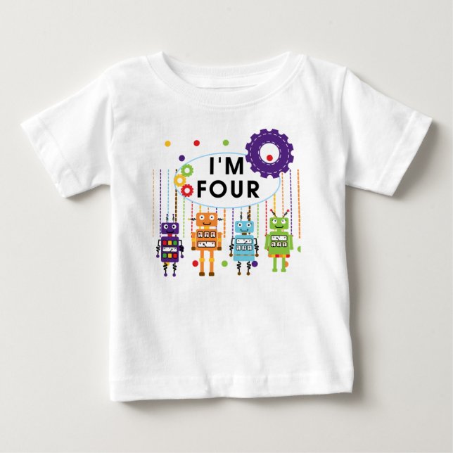 Robot 4th Birthday Tshirts und Geschenke (Vorderseite)