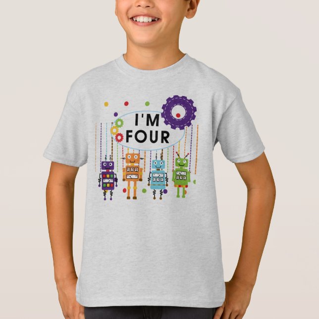 Robot 4th Birthday Tshirts und Geschenke (Vorderseite)