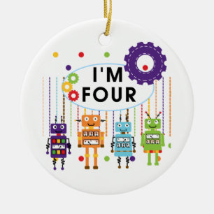 Robot 4th Birthday Tshirts und Geschenke Keramik Ornament