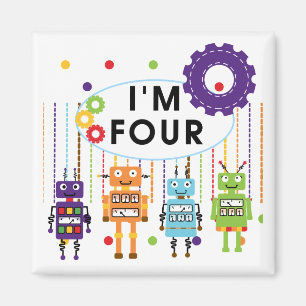 Robot 4th Birthday Tshirts und Geschenke Magnet