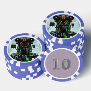 Robot 5 blauer 10-Streifen-Poker-Chip Pokerchips