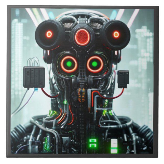 Robot 5 große Keramik Fliese (Vorderseite)