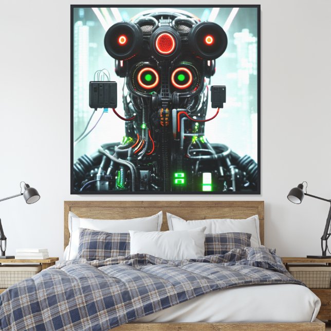 Robot-5-Leinwand Leinwanddruck (Insitu (Schlafzimmer))