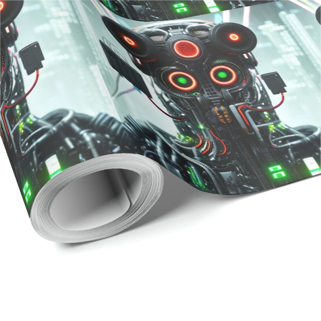 Robot-5-Mattpapier Geschenkpapier (Rolleneckpunkt)