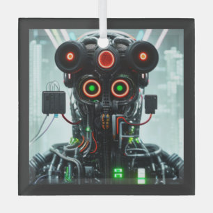 Robot-5-Quadratzer Ornament Aus Glas
