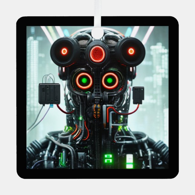 Robot-5-Quadratzer Ornament Aus Metall (Vorderseite)