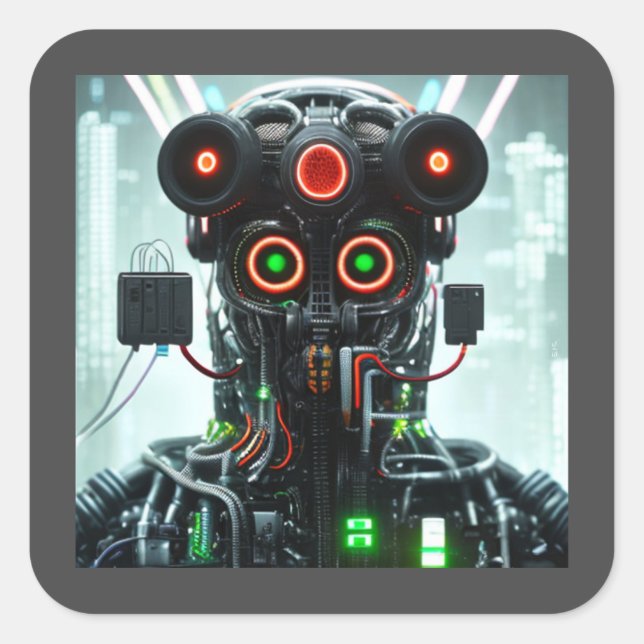 Robot-5-Quadratzer Quadratischer Aufkleber (Vorderseite)