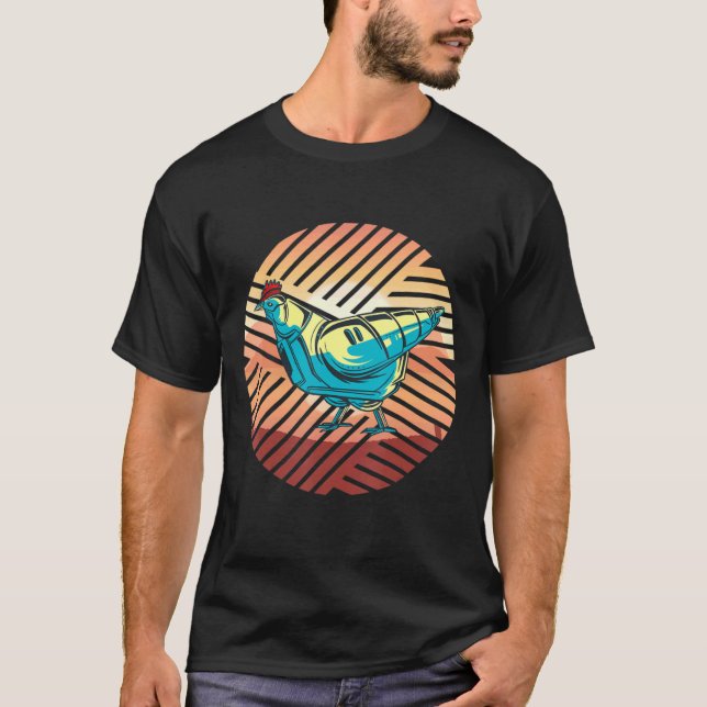 Robot Animal Geometric Chicken T-Shirt (Vorderseite)