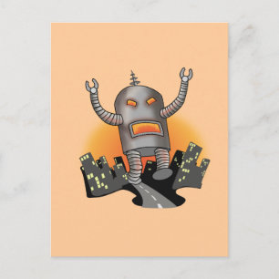 Robot Attack Postcard Postkarte