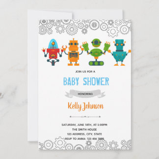 Robot Baby Dusche Dankeskarte