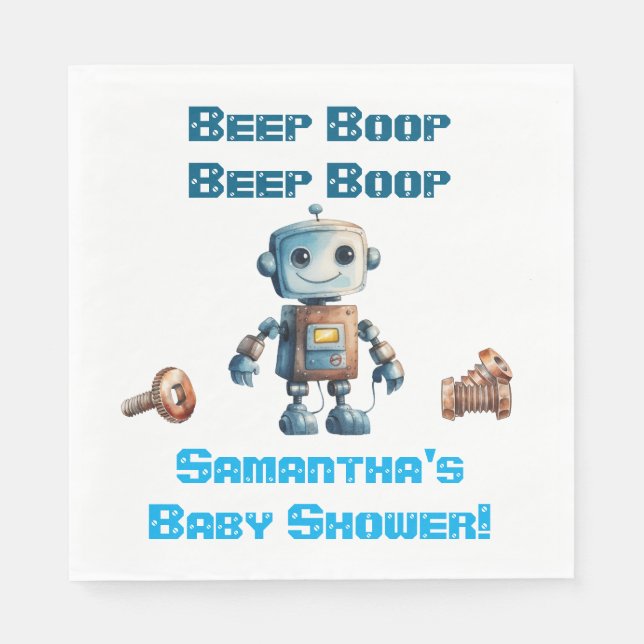 Robot Baby Dusche Personalisiert Paper Napkins Serviette (Vorderseite)