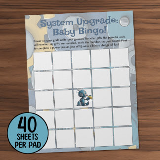 Robot Baby Shower Bingo Game Notizblock