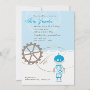 Robot Baby Shower Einladungen Junge