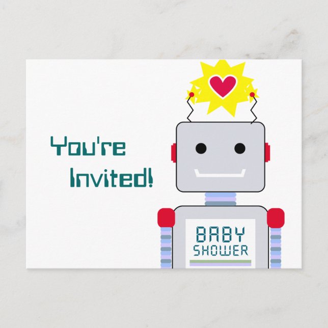 Robot Baby Shower Postcard Einladungen (Vorderseite)