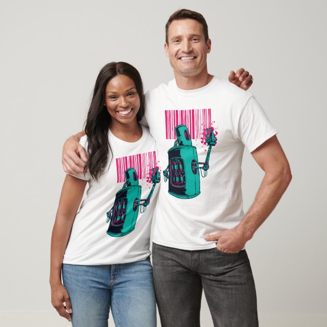 Robot Barcode Graffiti T-Shirt (Unisex)