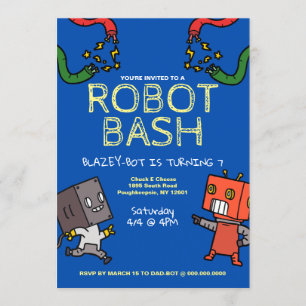 Robot Birthday Bash Einladung
