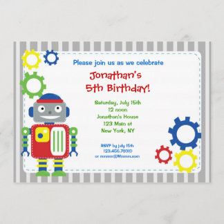 Robot Birthday Einladungen