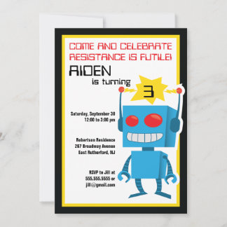 Robot Birthday Invasion Einladung