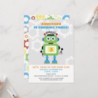 Robot Birthday Party Einladung - ・ Bot Beep Bop