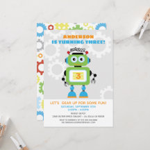 Robot Birthday Party Einladung - ・ Bot Beep Bop