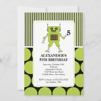 Robot Birthday Party Einladung Limon / Schwarz