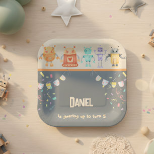 Robot Birthday Party Kids Pappteller