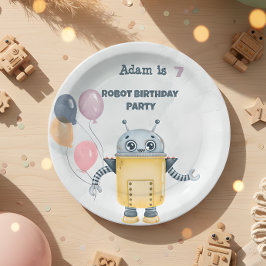 Robot Birthday Party-Kinder Pappteller
