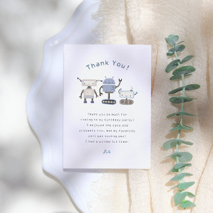 Robot Blue Birthday Party Dankeskarte