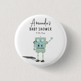 Robot boy Baby Shower Button