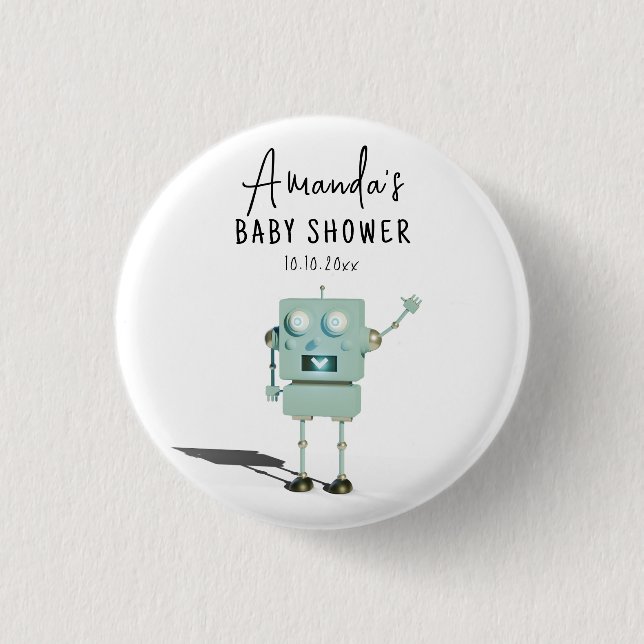 Robot boy Baby Shower Button (Vorderseite)