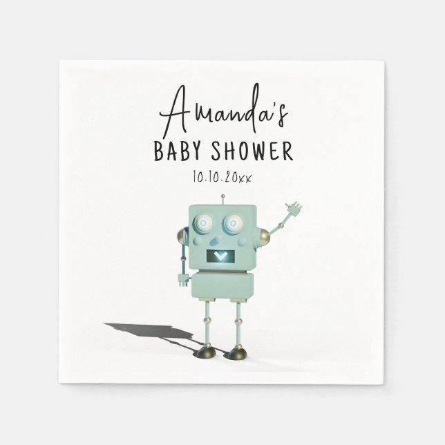 Robot boy Baby Shower Serviette (Vorderseite)