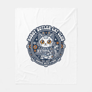 Robot Butler Katze Haustierliebhaber-Shirt Kunst - Fleecedecke