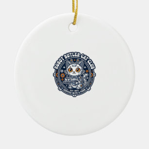Robot Butler Katze Haustierliebhaber-Shirt Kunst - Keramik Ornament