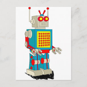 Robot-Cartoon Postkarte
