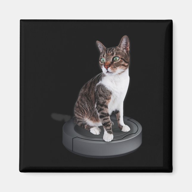 Robot Cat Vacuum Cleaner Feline Animal Niedlich Ca Magnet (Vorne)