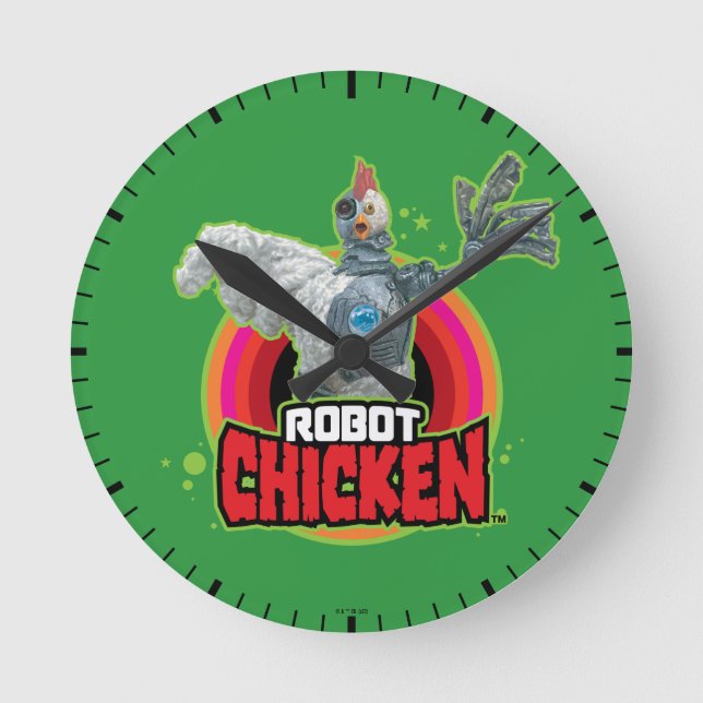 Robot Chicken Character Logo Runde Wanduhr (Vorderseite)