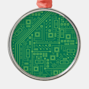 Robot Circuit Board Silbernes Ornament