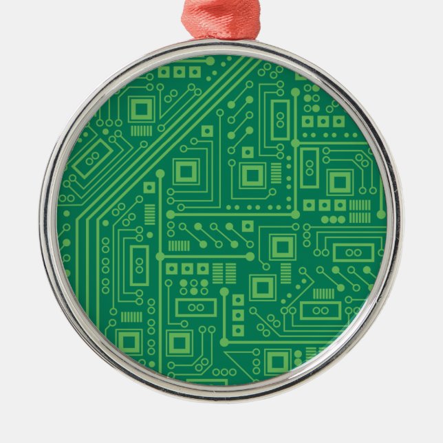 Robot Circuit Board Silbernes Ornament (Vorne)