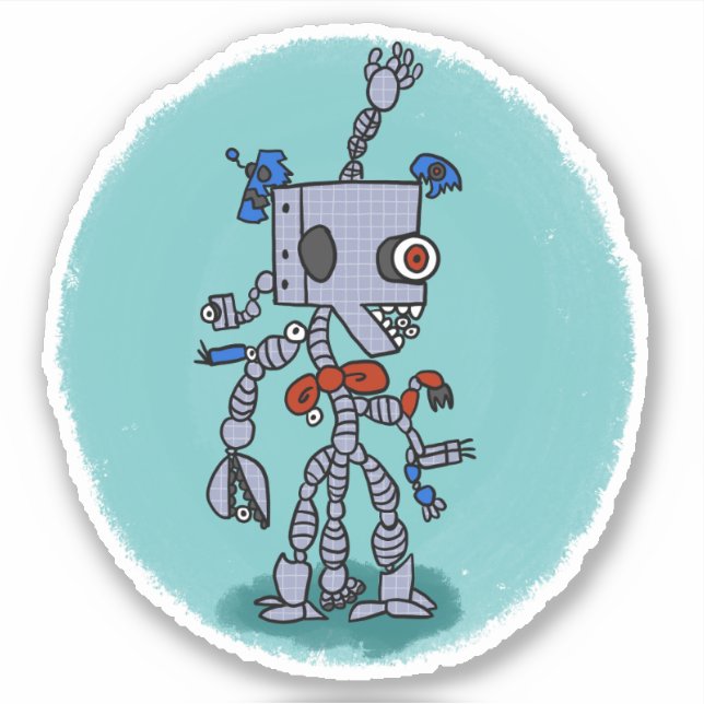 Robot Comic Book Style Sticker (Vorderseite)