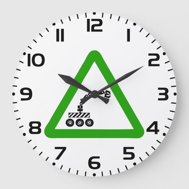 Robot Crossing Warning Sign Große Wanduhr (Vorderseite)