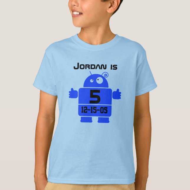 Robot Customizable 5th Birthday T - Shirt (Vorderseite)