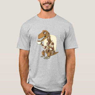 Robot Dinosaur Drinking Coffee T-Shirt