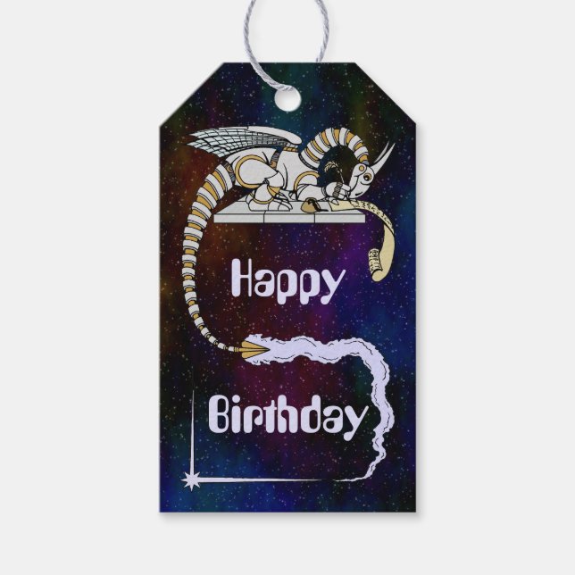 Robot Dragon Writing in Scroll Geschenkanhänger (Vorderseite)